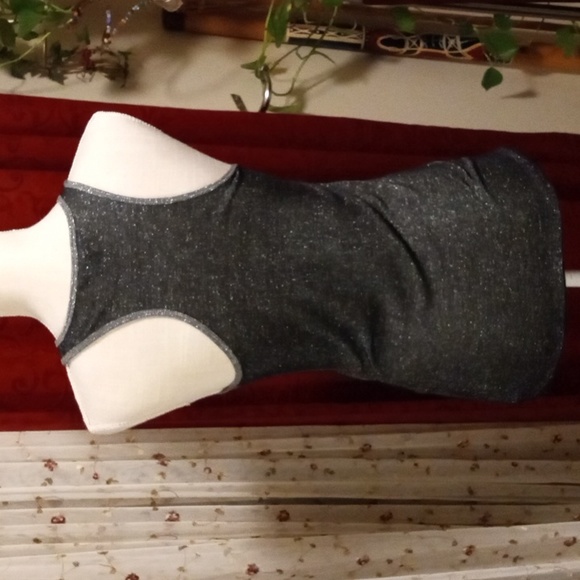 American Eagle Stretchy Black & Silver Metallic Racerback Tank|Sz Med - Picture 11 of 11